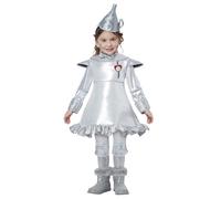 Koongso Disfraz de hombre de hojalata para niños, disfraz de The Wiz Tin Man, vestido metálico plateado con tocado para el Día Mundial del Libro, disfraz de Halloween