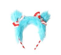 Koongso Dr.Seuss - Diademas Thing 1 and Thing 2 para adulto, diadema a rayas con lazo de piel sintética azul, accesorios para el Día Mundial del Libro, accesorios para fiesta de Navidad