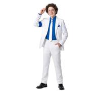 Koongso Pop King - Conjunto de traje de escenario de Michael Rockstar MJ Tour, chaqueta de rayas blancas, pantalones y vestido de los años 80 y 90 para Halloween, fiesta de baile casual