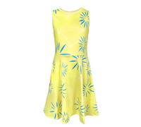 Koongso Vestido sin mangas para mujeres y niñas, atuendo casual de fiesta amarillo para adultos y niños