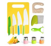 Koonie - 11 cuchillos de cocina de seguridad para niños para cocinar verdaderamente con cortadores de verduras, cuchillo de madera, tabla de cortar, etc. Cuchillo para niños a partir de 2 años