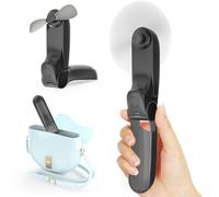 Koonie Mini ventilador de mano, 3 en 1, ventilador portátil con 2 velocidades de viento y 8 horas, recargable por USB con banco de energía, para viajes, oficina, exterior, verano, negro