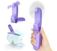 Koonie Mini ventilador de mano, 3 en 1, ventilador portátil con 2 velocidades de viento y 8 horas, recargable por USB con banco de energía, para viajes, oficina, exterior, verano, morado
