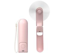 Koonie Ventilador de mano portátil, mini ventilador de mano plegable, ventilador de bolsillo pequeño, ventilador a pilas con 8 horas de trabajo para mujeres, al aire libre, rosa
