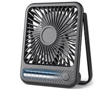 Koonie Ventilador de mesa silencioso, 2000 mAh, carga USB, hasta 4-16 horas, 3 velocidades, ventilador portátil de batería de 30 dB, 180 ° ajustable, para oficina, biblioteca