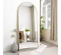 Koonmi Espejo de arco grande, espejo de pie, de cuerpo completo, con tapa curva, montaje en pared, para sala de estar, dorado, 76 x 171 cm