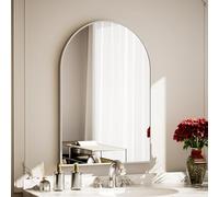 Koonmi Espejo de Pared Semi-Circular Plateado 51 x 76 cm con Marco de Aluminio para Baño, Pasillo, Salón, Dormitorio
