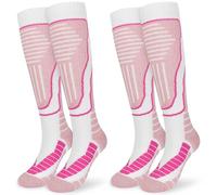 KOOOGEAR 2 pares de calcetines de esquí para mujer de lana merino, calcetines térmicos altos hasta la rodilla para mujer, calcetines gruesos y cálidos de lana deportiva para el invierno para snowboard