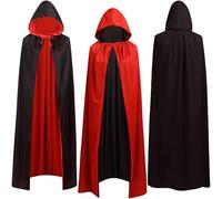 KOOOGEAR Capa De Vampiro Para NiñOs Y Adultos,Disfraz De Vampiro,Capa De Vampir Con Capucha, Color Negro Y Rojo,Para Halloween,Mascarada,Carnaval