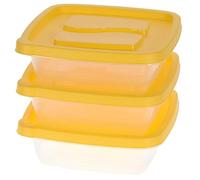 Koopman Cajas de almacenamiento de 3 piezas, 170 mm x 170 mm x 55 mm, color amarillo/transparente
