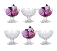 KOOPMAN INTERNATIONAL BV. Juego de 6 cuencos de postre de vidrio para helado de Sundae con tallo acanalado para aperitivos de frutas, cócteles, ensaladas, platos de pudín con patas para mini trifle