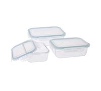 Koopmann Recipientes de cristal con sistema de clic-it, 6 piezas, aptos para lavavajillas, microondas y congelador, tapa sin BPA con junta de silicona y cierre de 4 clics.