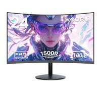 KOORUI 23,6 Pulgadas Monitor Curvo Full HD (1920 x 1080 a 100 Hz, 3 ms, Curvatura 1500R, HDMI, VGA,Ajustables, Antirreflejo, Inclinación Eye Ease,Monitor Gaming) Negro