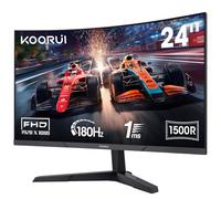 KOORUI 24E6CA Curvo Gaming Monitor de 24 Pulgadas, FHD 1080P 180Hz 1ms Ordenador Pantalla, 1500R HDMI 2.0x2/DP 1.2, 100x100mm VESA Monitor, Negro