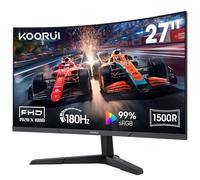 KOORUI 27E6CA Curvo Gaming Monitor de 27 Pulgadas, FHD 1080P 180Hz Ordenador Pantalla, 1500R HDMI 2.0x2/DP 1.2, 100x100mm VESA Monitor, Negro