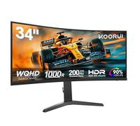 KOORUI 34 Pulgadas Monitor Gaming Curvo, Pantalla Ordenador 200Hz, 1000R, WQHD 3440x1440,VA, 1MS, Adaptive Sync, 2xHDMI 100Hz & Display Port 200Hz, DCI-P3 90%, VESA 75 * 75mm