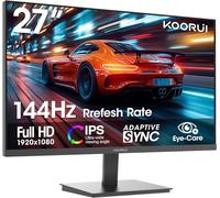 KOORUI E2711K Monitor 27" Full HD 144Hz, Pantalla PC Ultra Fina y Ligera, (IPS, 1920x1080, HDR10, 99% SRGB, Adaptive Sync, Eye Care, HDMI1.4, VGA, Inclinación, VESA 100x100mm)