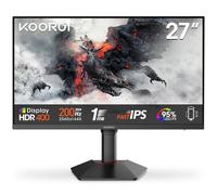 KOORUI G2722P Monitor de Juego de 27 Pulgadas, 200 Hz, IPS rápido, QHD 1440p, 1 ms, sincronización adaptativa, elevación Ajustable, Montaje VESA, HDMI/DP, luz Azul Baja, 99% SRGB