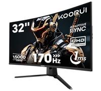 KOORUI G3221SC Monitor Gaming de 32 Pulgadas QHD, Pantalla Curva 170 Hz, Panel VA 1500R, 1 ms MPRT, Monitor para Juegos 2560 x 1440, AdaptiveSync, HDMI/DP, protección Ocular, inclinación Ajustable