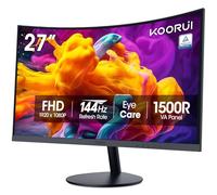 KOORUI Monitor Curved de 27 pulgadas FHD 1080P 144Hz 1500R PC Monitor con HDMI VGA TÜV Rheinland Certificado Inclinación Ajustable Negro