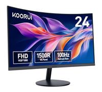 KOORUI Monitor Curvo - 23,6 Pulgadas Full HD VA 100Hz (1920x1080, 3000:1, 3ms, Curvatura 1500R, Antirreflejo, Eye Ease, Inclinación, HDMI, VGA)
