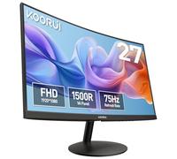 KOORUI Monitor Curvo de computadora 27 Pulgadas, 75 Hz curvatura 1500R, Monitor de Juegos VGA, Cuidado de los Ojos, Ajuste de inclinación, HDMI, Negro