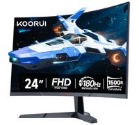 KOORUI Monitor Curvo para Juegos 24 Pulgadas, 180 Hz, 1 ms, 1920 x 1080, FHD, 1500R, Adaptive-Sync, HDR10, VESA, Incluye Cables DP y HDMI