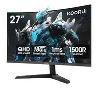 KOORUI Monitor de juego curvado de 27 pulgadas QHD (2560 x 1440) 180Hz, visualización 1500R de 1 ms, sincronización adaptativa, 90% DCI-P3, HDMI 2.0 y DisplayPort 1.4, VESA, inclinación, cuidado de