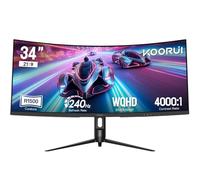 KOORUI Monitor de juego curvado ultraancho de 34 pulgadas 240Hz 3440x1440P, visualización 21:9, curva 1500R. 1MS, PIP/PBP, compatible con sincronización adaptativa, DP, HDMI, PS5, Vesa