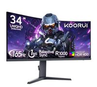 KOORUI Monitor Gaming Curvo Ultrawide 34 Pulgadas UWQHD 3440x1440 | 180 Hz | 1 ms | HDR400 | Curvatura 1000R | Modo Pip/PBP | Compatible con VESA