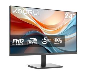 KOORUI Monitor Oficina 24 Pulgadas VA FHD 100Hz Eye Care Pantalla E2412F | Pantalla 24" 1920x1080p Sin Marcos, Contraste 3000:1, Adaptive-Sync, 5ms, HDMI 1.4, VGA, Salida Audio, VESA Inclinable