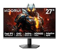 KOORUI - Monitor para juegos de 27 pulgadas 1440p, monitor 2K con panel IPS rápido, VESA para juegos con puertos HDMI y Displayport, sincronización adaptativa, FreeSync y G-Snyc compatible para PC
