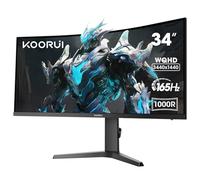 KOORUI Monitor UltraWide Curvo 34'', UWQHD 3440x1440, 165Hz, 21:9, VA 3000:1, 1MS, 1000R, DCI-P3 90%, Adaptive Sync, 2xHDMI 100Hz, Display Port 165Hz, VESA 75 * 75mm