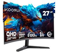 KOORUI QHD Monitor Curvo para Juegos 180 Hz | Tiempo de Respuesta de 1 ms (GTG) | Curvatura de 1500R | Adaptive Sync | HDR | Ajuste de inclinación | 2 Puertos HDMI + DisplayPort