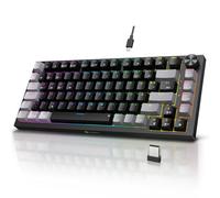 KOORUI Teclado mecánico, teclado para juegos inalámbrico/cable/Bluetooth 26 RGB recargable 4000 mAh batería 82 teclas disposición alemana QWERTZ para Windows MacOS Linux interruptor rojo