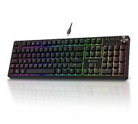 KOORUI Teclado para Juegos, Teclado mecánico alemán QWERTZ 104 Teclas 26 RGB retroiluminado por Cable para Windows MacOS Linux Interruptor Azul