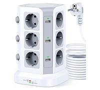 KOOSLA Regleta Vertical, 12 Enchufes, 6 USB, 5M, Blanco