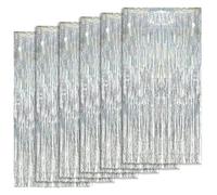 KOOSREEL 6 metálicas de Tinsel Plateadas (1 × 2 m), Hojas de Lentejuelas para Año Nuevo, Fiesta de Boda, decoración de cumpleaños, Cortinas con Flecos de Aluminio, Plata, 6PCS