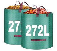 KOOSREEL Bolsas de basura de jardín, 2 paquetes de 272 L, bolsas de jardín resistentes, reutilizables, impermeables, con asas, ideales para recoger residuos de plantas, hierba y hojas