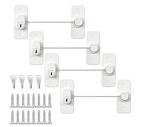 KOOSREEL Cerraduras de seguridad para ventana, paquete de 4 restrictores de seguridad para ventana, autoadhesivos, sin perforación, para UPVC, cerraduras de restricción de ventana con llave para niños