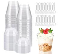 KOOSREEL Coppette Gelato, 50 unidades 210ml/7Oz Tazas de postre con 50 cucharas para postres caseros, budín, fiesta, boda, mousse, helado