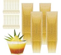 KOOSREEL - Tazas de postre (50 unidades, 60 ml/2 oz) - Vasos de postre con 50 cucharas mini tazas de postre - Vasos de postre reutilizables de plástico para espuma, tiramisú, cumpleaños