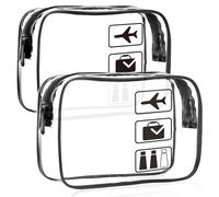 KOOSREEL Transparente Kulturtasche, 2 Stück TSA-geprüft Kosmetiktasche, Transparente Tasche Flughafen-konforme Tasche, Kulturtaschen für Reisezubehör, Männer, Frauen, Familie