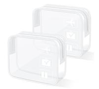 KOOSREEL Transparente Kulturtasche, 2 Stück TSA-geprüft Kosmetiktasche, Transparente Tasche Flughafen-konforme Tasche, Kulturtaschen für Reisezubehör, Männer, Frauen, Familie