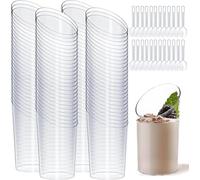 KOOSREEL - Vasos de postre acodados, 100 unidades, mini vasos de postre redondos de plástico reutilizable, taza de postre para espuma, tiramisú, cumpleaños