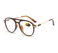 KOOSUFA Gafas de lectura antiluz azul para mujer y hombre, gafas de piloto, gafas de metal ultraligeras, gafas de lectura 0.0 0.5 1.0 1.5 2.0 2.5 3.0 3.5 4.0, 1 caparazón de tortuga marrón, 1.0