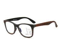 KOOSUFA Gafas de lectura progresivas multifocales para hombre y mujer, antiluz azul, ayuda para la lectura, retro, para hombre, antifatiga, color madera 1.0, 1.5, 2.0, 2.5, 3.0, 3.5, 1x negro, medium
