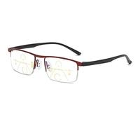 KOOSUFA Gafas de lectura progresivas multifoco, para hombre y mujer, marco de metal, antiluz azul, gafas de lectura, gafas de visión media 1.0 1.5 2.0 2.5 3.0 3.5 4.0, 1x rojo, Einheitsgröße