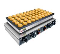KOOTEN - Mini panadero holandés, 50 piezas para gofres comerciales grandes, crepé eléctrico, waflera redonda antiadherente con 2 termostatos y 2 temporizadores de control separados