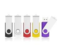 KOOTION 5 Unidades Memoria USB, USB 2.0 Pendrives USB 8GB Ligero Pequeño y Práctico USB Stick Flash 5 Colori Lote Pendrive 8GB para Ordenador/TV/Coche/Player-(Negro, Blanco, Rojo, Amarillo, Morado)
